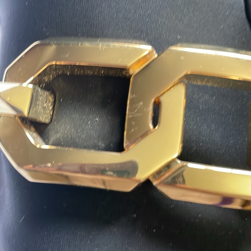 Sz 12 Good American Black and Gold Chain Slide Sandals - Picture 15 of 16